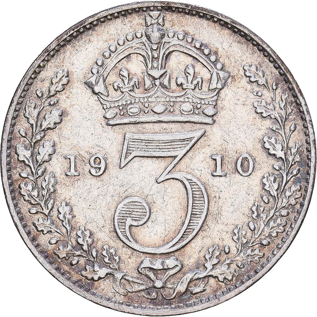 Groot Bretagne, Edward VII, 3 Pence, 1910, London, Zilver, FR+