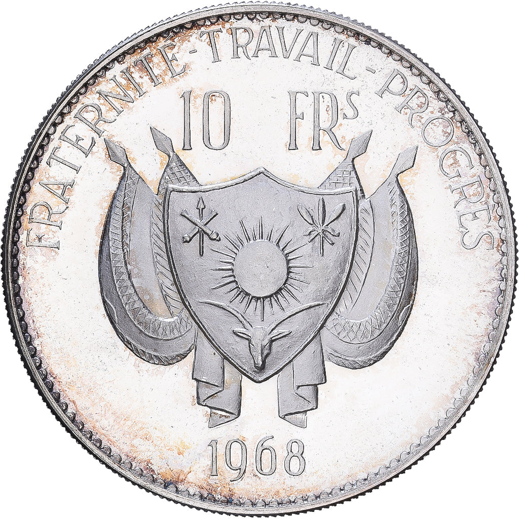 Niger, 10 Francs, 1968, Valcambi, Proof, Zilver, PR+, KM:8.1