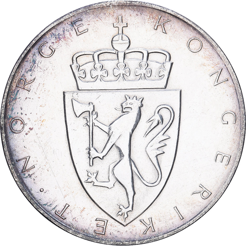 Norway, Olav V, 10 Kroner, 1964, Kongsberg, Silver, AU(55-58), KM:413