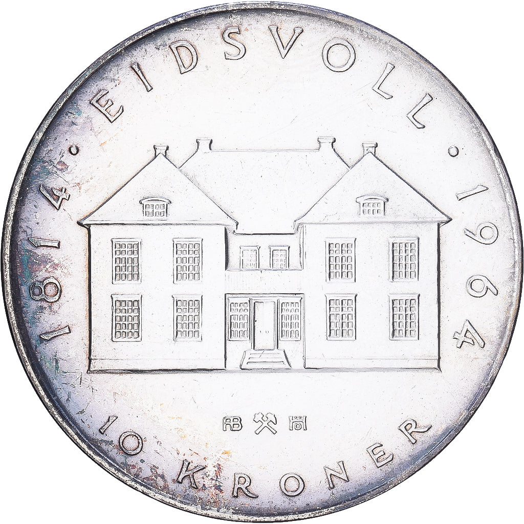 Norway, Olav V, 10 Kroner, 1964, Kongsberg, Silver, AU(55-58), KM:413
