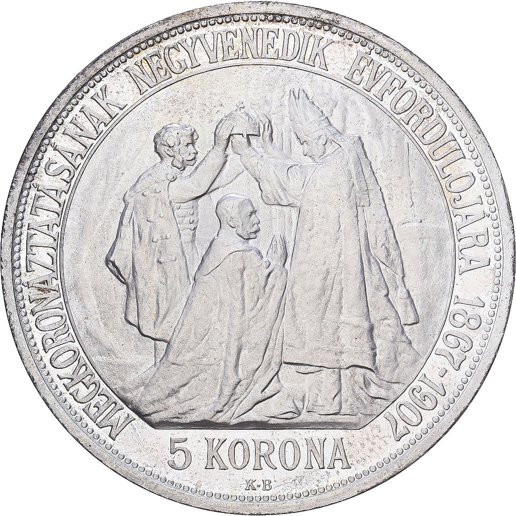 Hungary, Franz Joseph I, 5 Korona, 1907, Kremnica, Silver, MS(60-62), KM:489