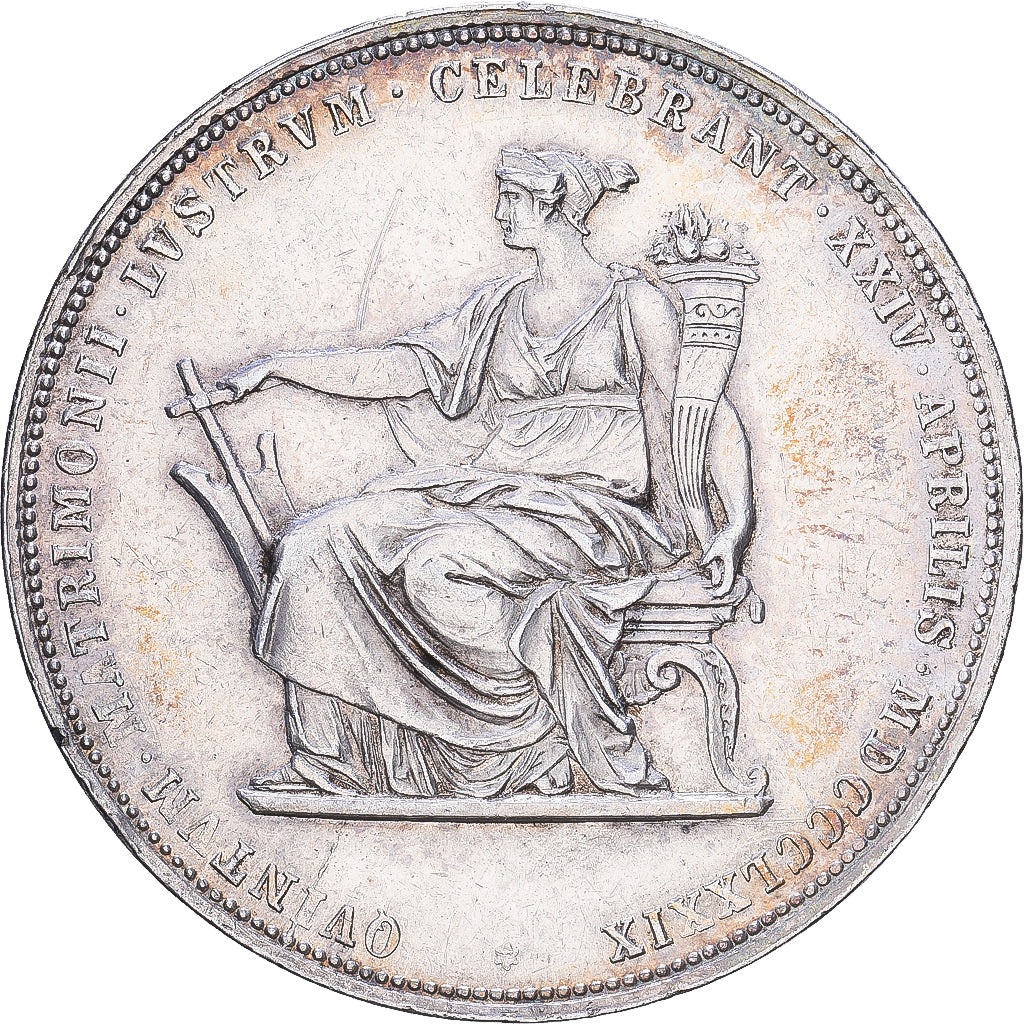 Austria, Franz Joseph I, 2 Florin, 25th Anniversary - Wedding, 1879, Vienna