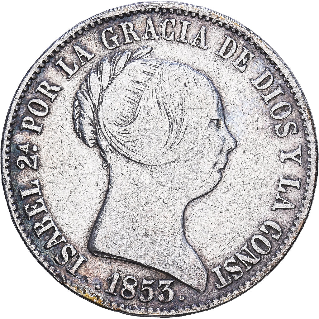 Spain, Isabel II, 10 Reales, 1853, Madrid, Silver, VF(20-25), KM:595