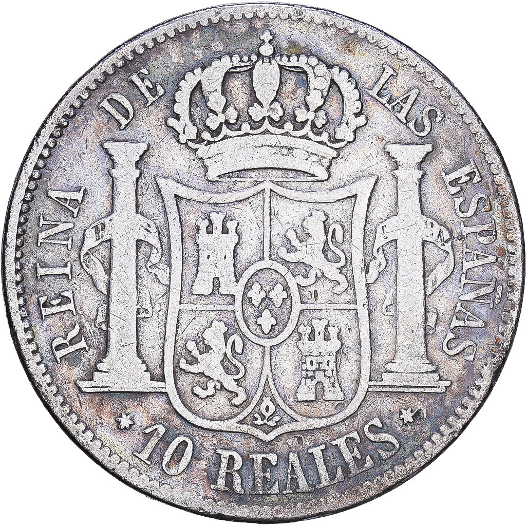 Spain, Isabel II, 10 Reales, 1853, Madrid, Silver, VF(20-25), KM:595