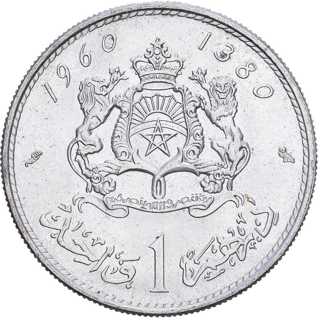 Marokko, Mohammed V, 1 Dirham, 1960 / AH 1380, MDP, Zilver, PR