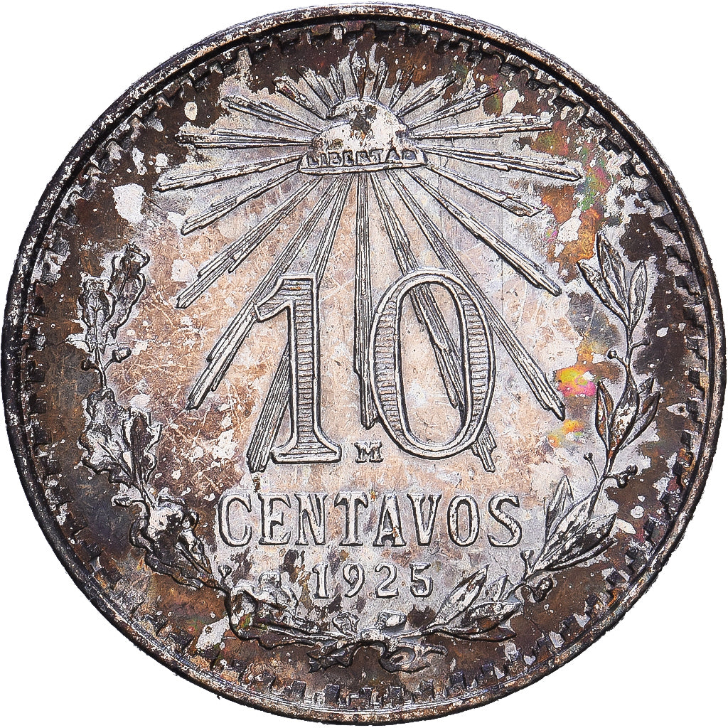 Mexiko, 10 Centavos, 1925, Mexico City, Silber, SS, KM:431