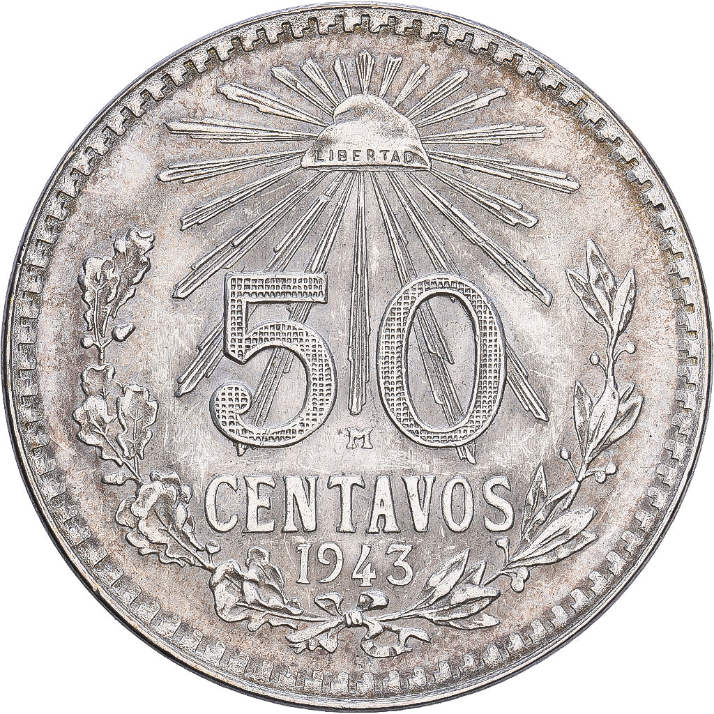 Mexiko, 50 Centavos, 1943, Mexico City, Silber, SS, KM:447