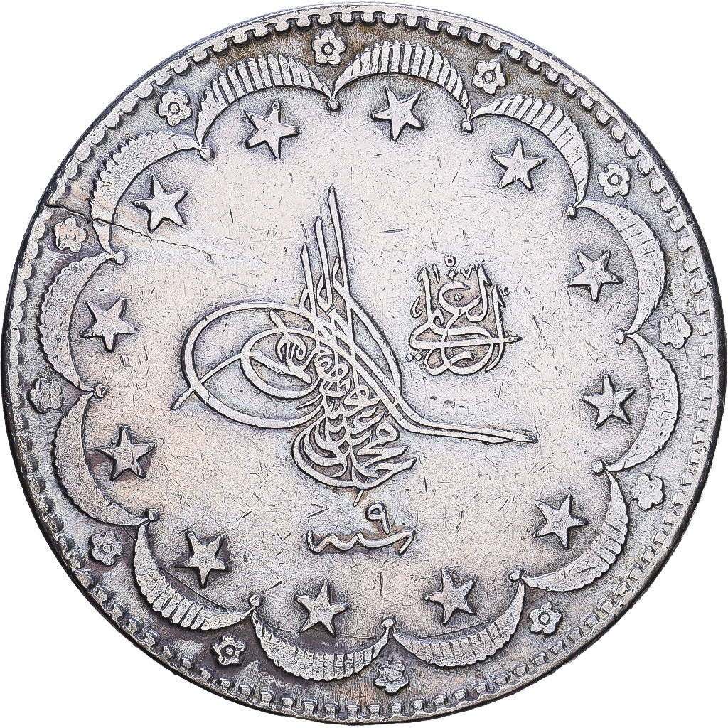 Turcja, Mehmet V, 20 Kurush, AH 1327/9 - 1918, Constantinople, Srebro