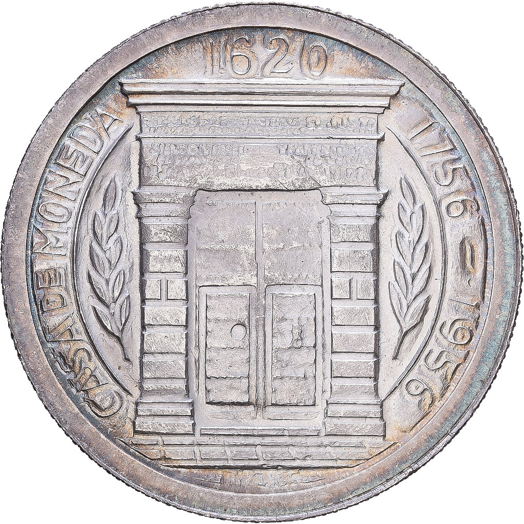 Colombia, 1 Peso, Casa de Moneda, 1956, Mexico City, Srebro, EF(40-45), KM:216