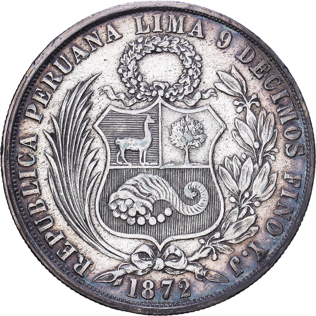 Pérou, Sol, 1872, Lima, Argent, TTB+, KM:196