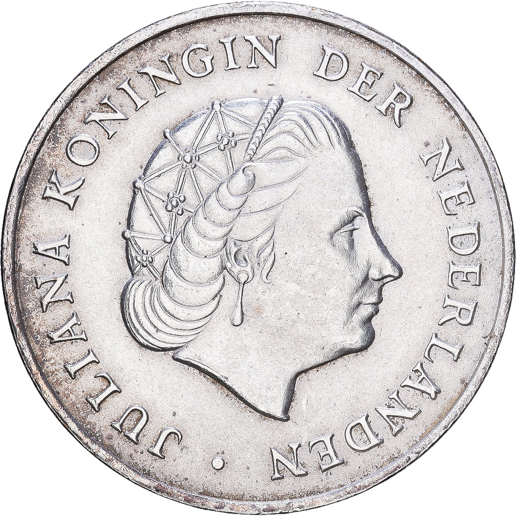 Netherlands Antilles, Juliana, 2-1/2 Gulden, 1964, Utrecht, Silver, AU(55-58)