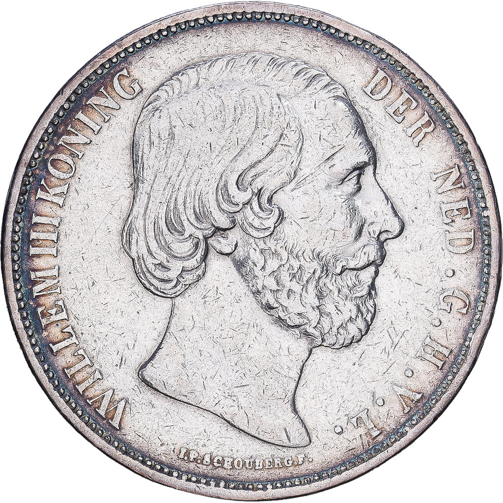 Holandia, William III, 2-1/2 Gulden, 1868, Utrecht, Srebro, EF(40-45), KM:82