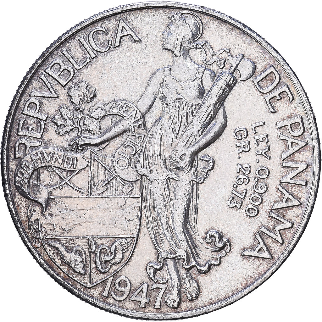 Panamá, Balboa, 1947, Philadelphia, Prata, AU(50-53), KM:13