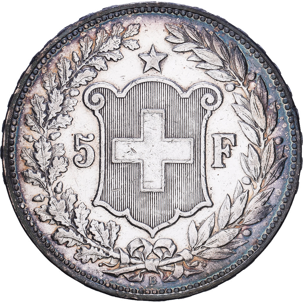 Switzerland, 5 Francs, Helvetia, 1892, Bern, Silver, EF(40-45), KM:34