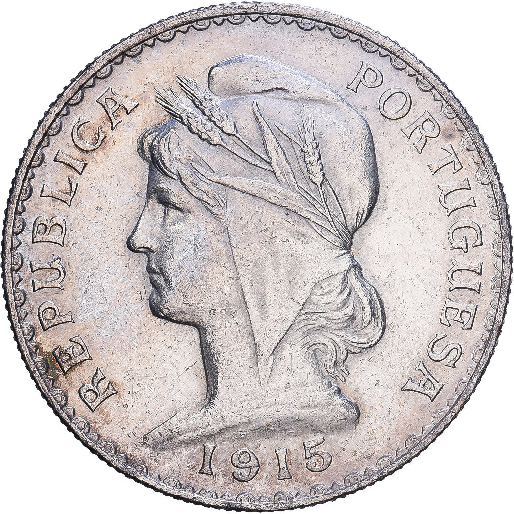 Portugal, 1 Escudo, 1915, Lisbon, Srebro, AU(50-53), KM:564