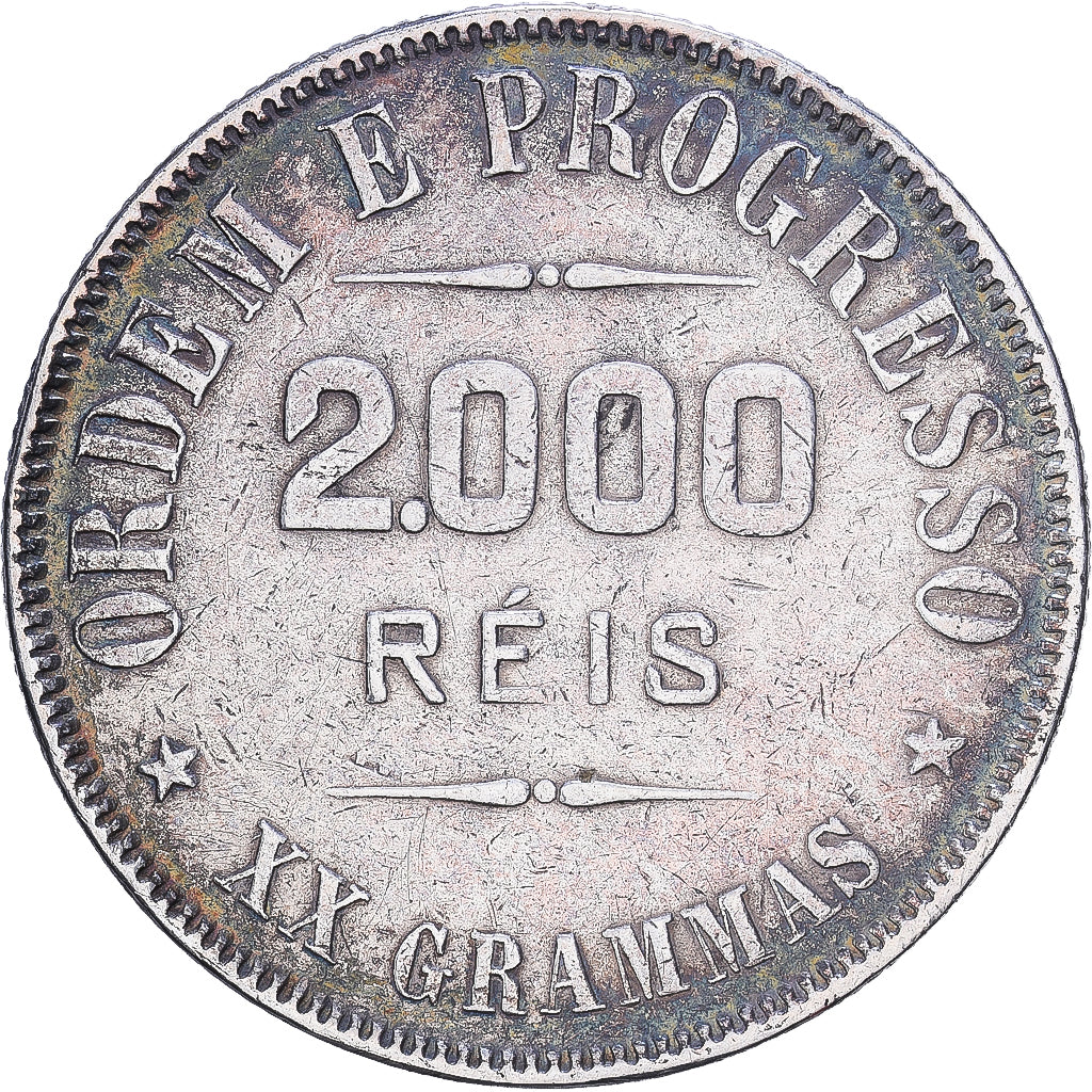 Brazylia, 2000 Reis, 1907, Rio de Janeiro, Srebro, VF(30-35), KM:508