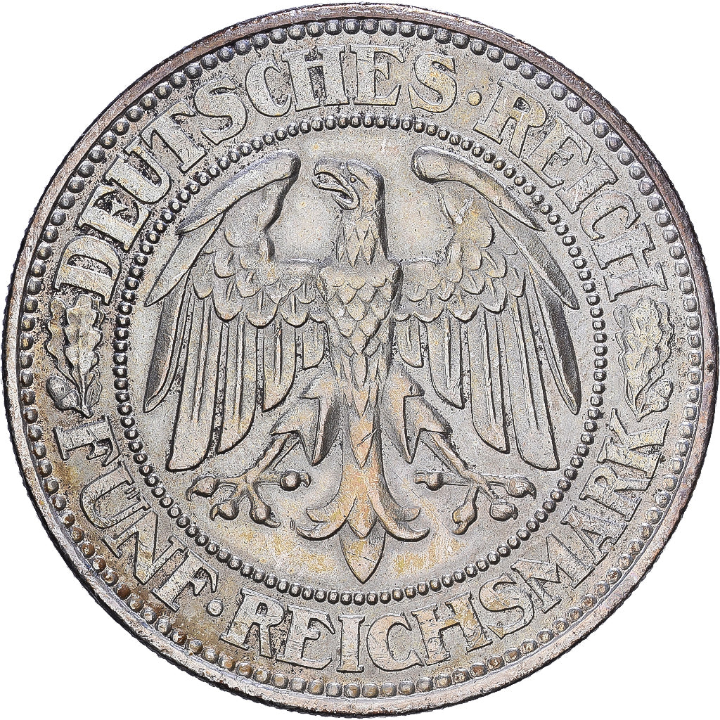 GERMANIA, REPUBBLICA DI WEIMAR, 5 Mark, 1928, Berlin, Argento, BB+, KM:56