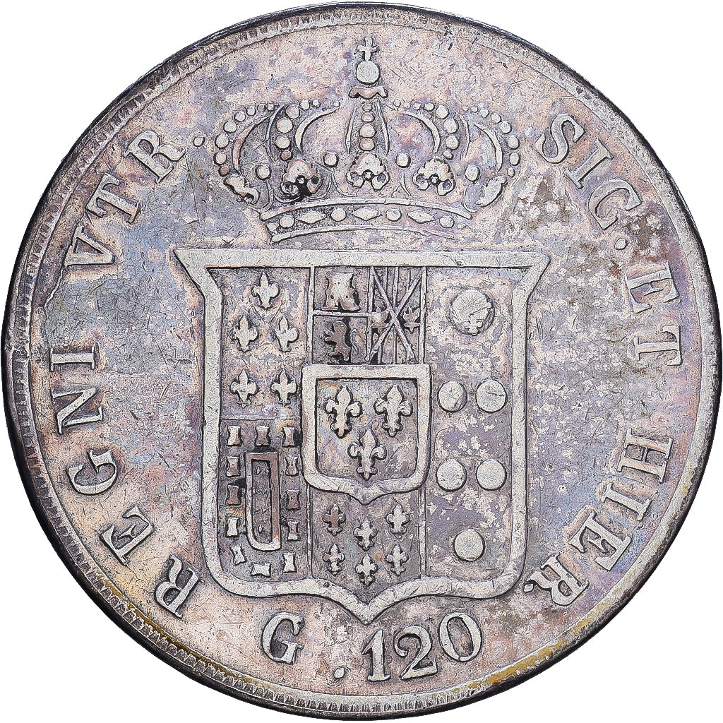 Kingdom of the Two Sicilies, Ferdinando II, 120 Grana, 1856, Naples, Srebro