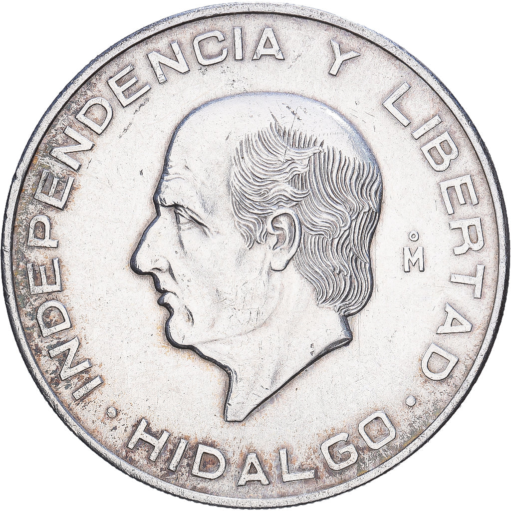 México, 10 Pesos, Hidalgo, 1956, Mexico City, Plata, MBC+, KM:474