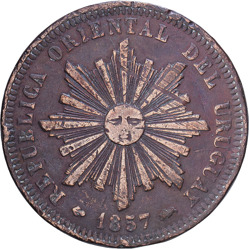 Uruguay, 40 Centesimos, 1857, Lyon, Kupfer, SS, KM:10