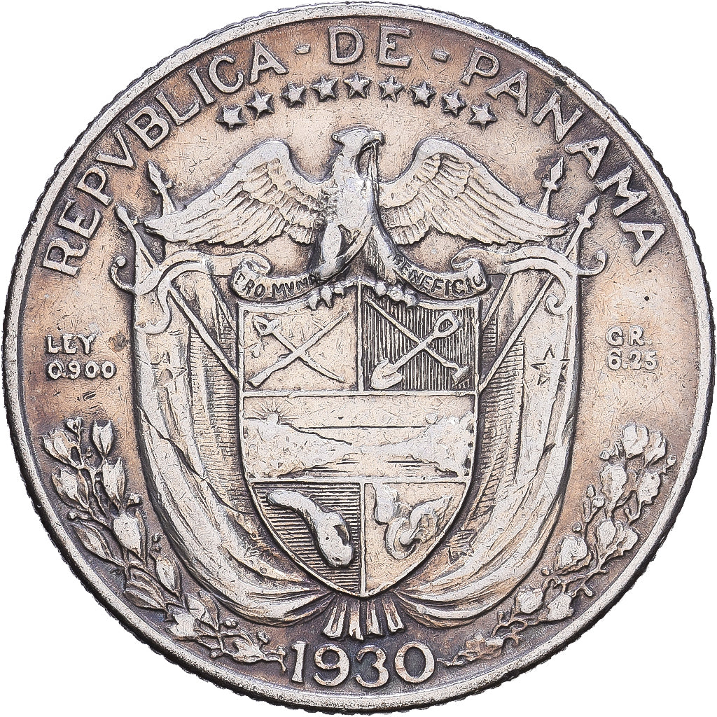 Panama, 1/4 Balboa, 1930, Silver, EF(40-45), KM:11