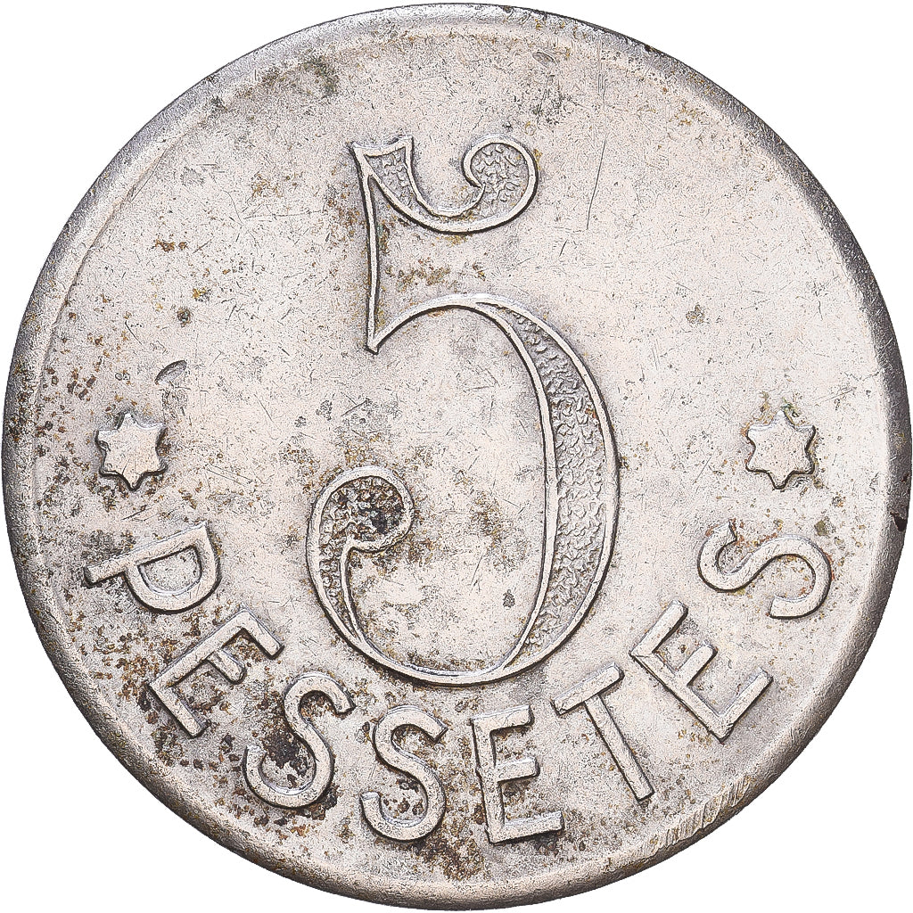 Spanje, 5 Pessetes, canet de mar, Nickel, ZF