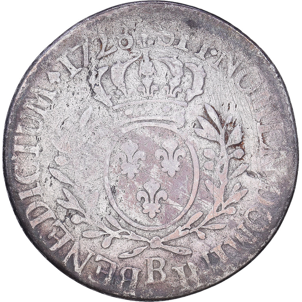 Francia, Louis XV, 1/5 Écu aux branches d'olivier, 1728, Rouen, Argento, MB