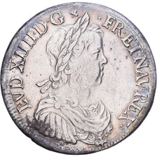 France, Louis XIV, Écu à la mèche longue, 1648, Montpellier, Silver