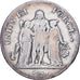 Francia, Consulat, 5 Francs, Union et Force, AN 9, Bayonne, Plata, BC+