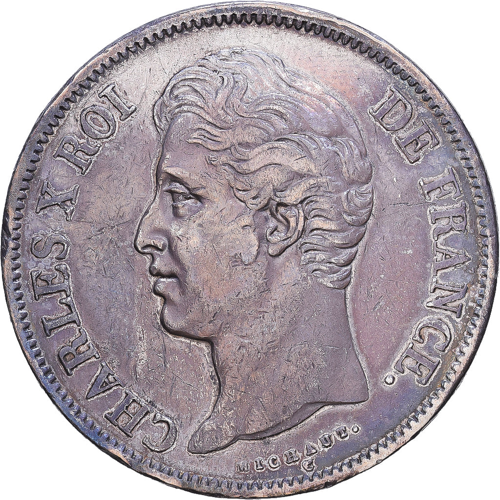 França, Charles X, 5 Francs, 1828, Paris, Prata, EF(40-45), Gadoury:644