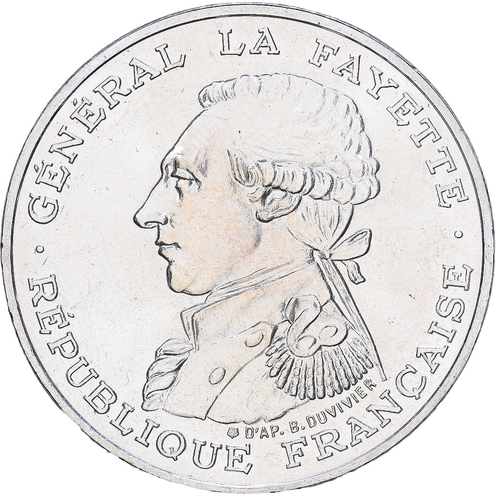 Frankrijk, 100 Francs, La Fayette, 1987, MDP, Piéfort, BU, Zilver, PR+