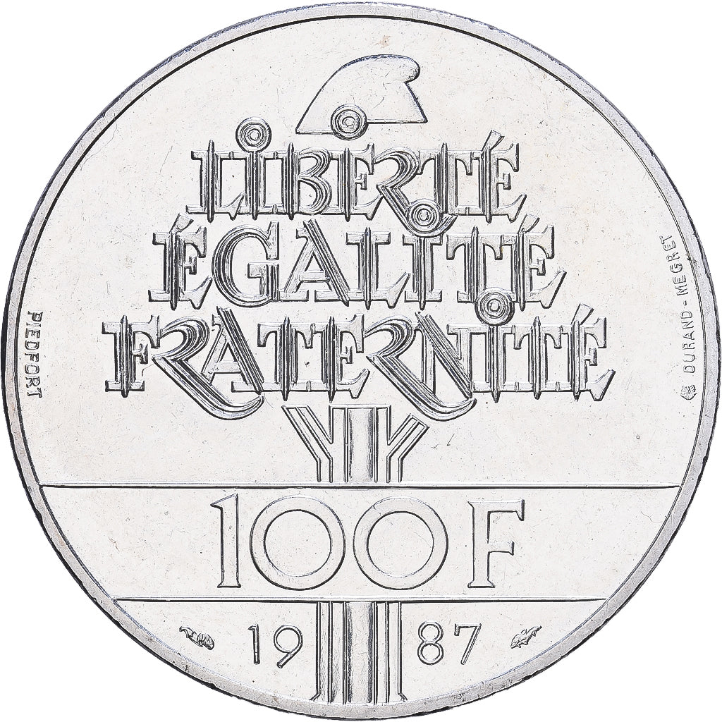 Frankrijk, 100 Francs, La Fayette, 1987, MDP, Piéfort, BU, Zilver, PR+