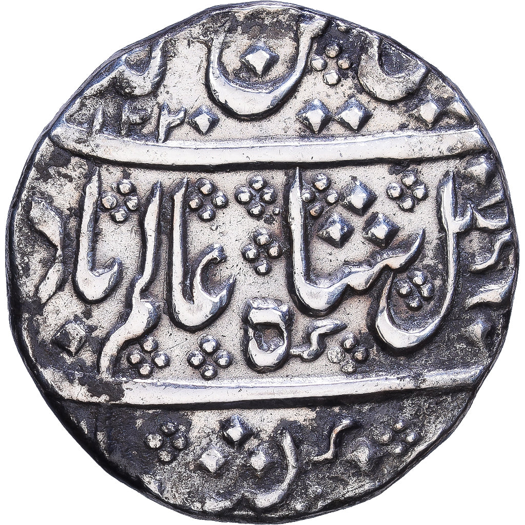 Frans India, Shah Alam II, 1 Rupee, AH 1220/45 (1806), Pondicherry, Zilver, ZF