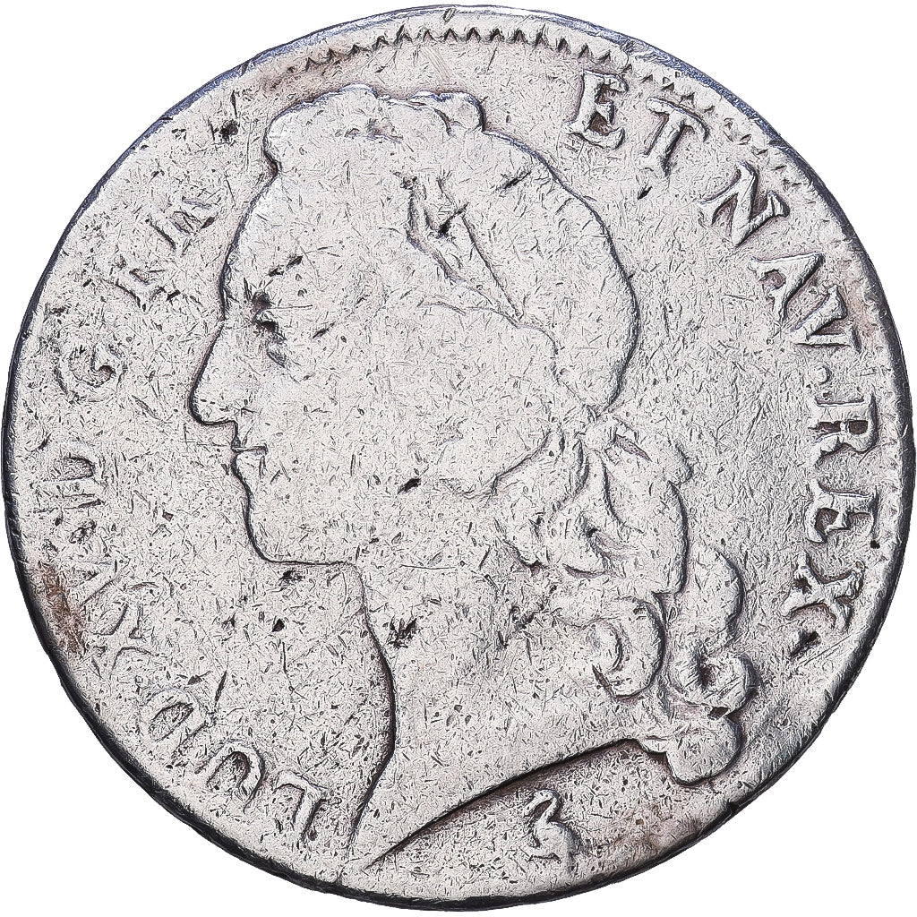 Francia, Louis XV, Écu au bandeau, 1758, Paris, Plata, BC+, Gadoury:322