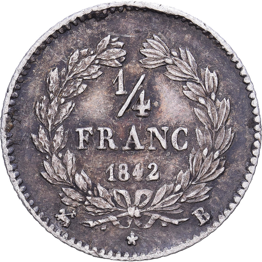 Frankrijk, Louis Philippe I, 1/4 Franc, 1842, Rouen, Zilver, ZF, Gadoury:355
