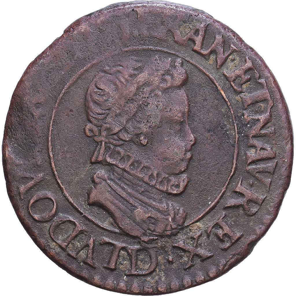 France, Louis XIII, Double Tournois, Buste enfantin au col fraisé, 1611, Lyon