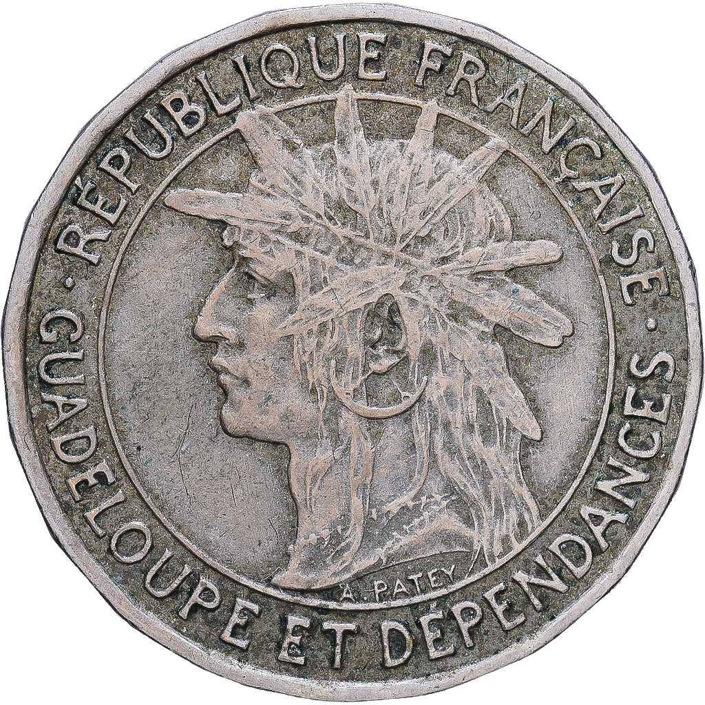 Gwadelupa, 1 Franc, 1921, Cupronickel, EF(40-45), KM:46