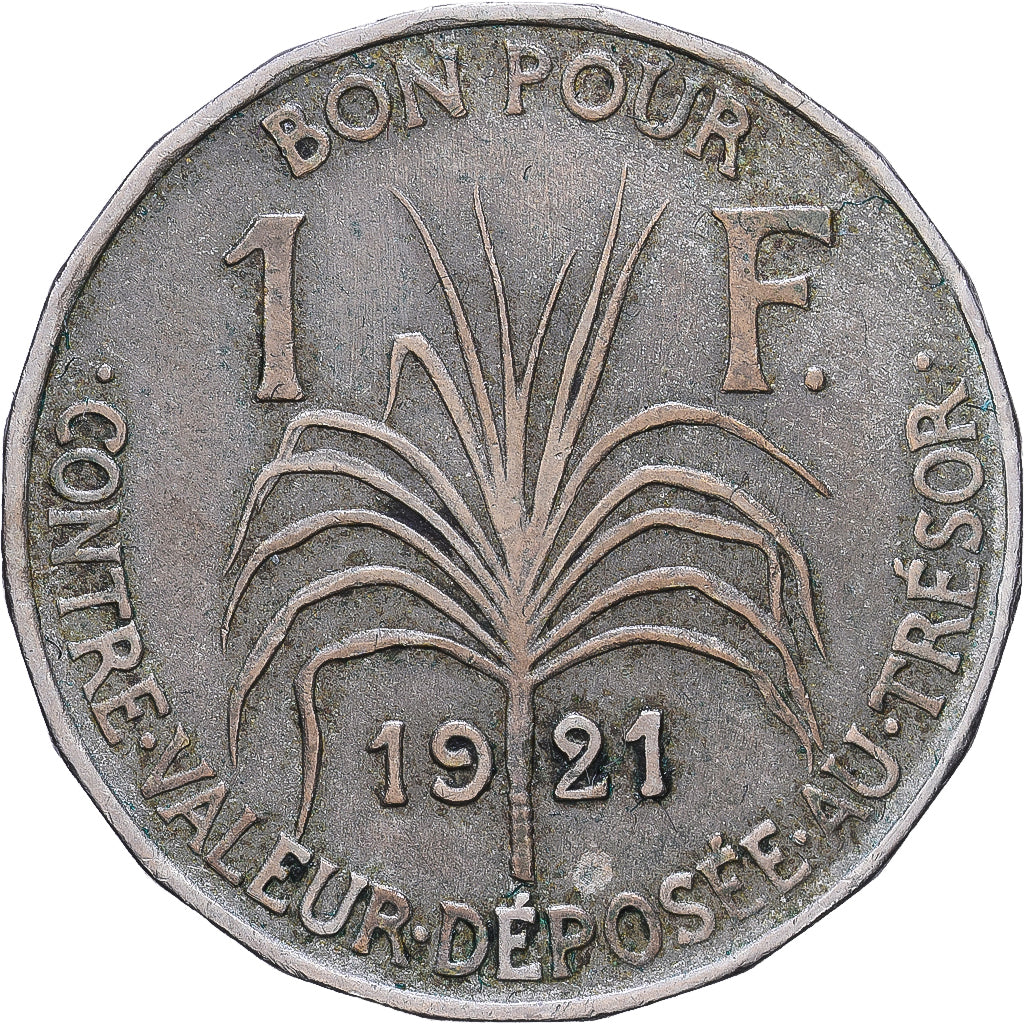 Gwadelupa, 1 Franc, 1921, Cupronickel, EF(40-45), KM:46