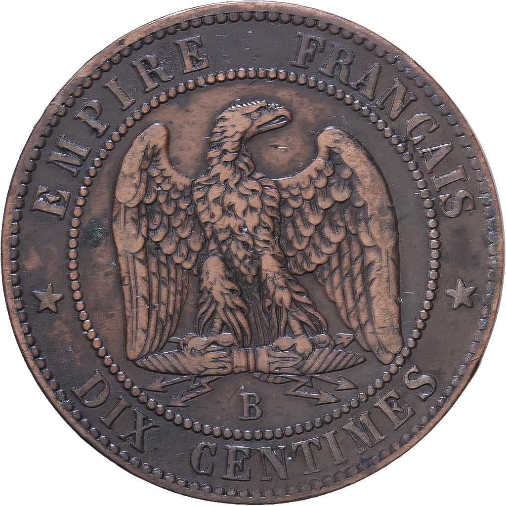 France, Napoleon III, 10 Centimes, 1855, Rouen, Bronze, EF(40-45), Gadoury:248