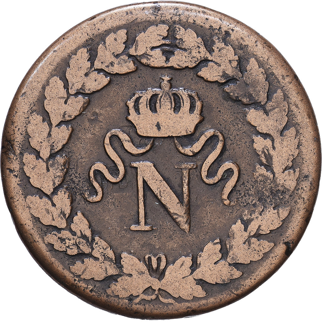 Frankreich, Napoleon I, 1 Décime, 1814, Strasbourg, Bronze, S, Gadoury:195a
