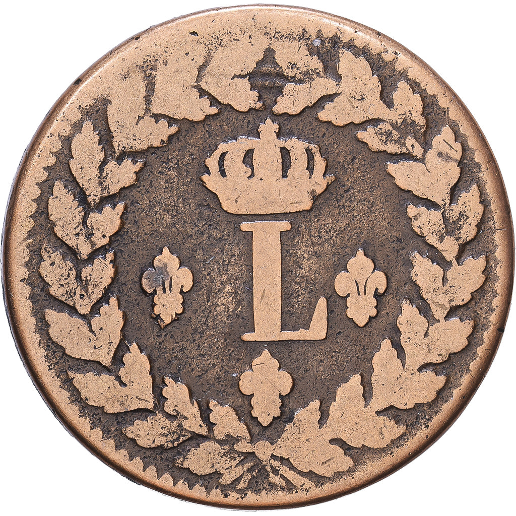 France, Louis XVIII, 1 Décime, 1815, Strasbourg, Bronze, TB, Gadoury:196c