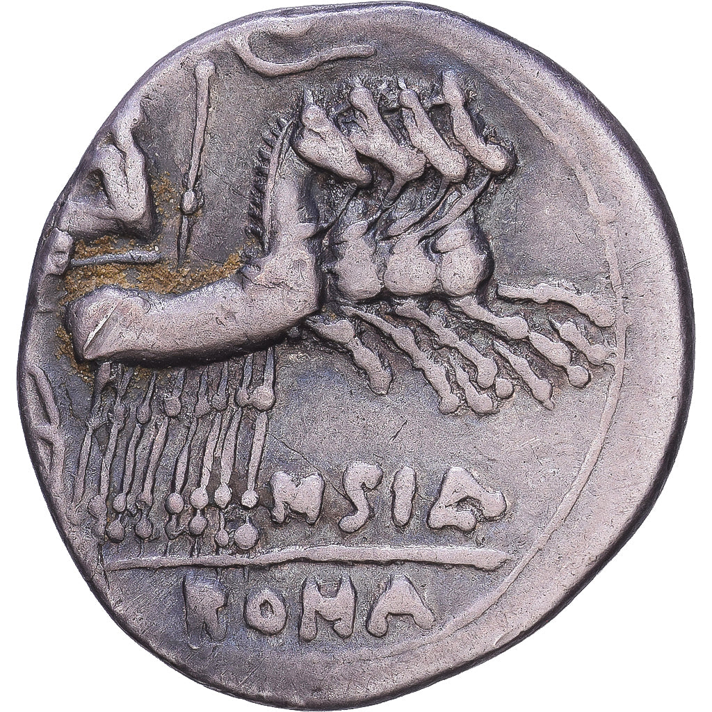Roman Republic, Curtia, Denarius, 116-115 BC, Rome, Silver, VF(30-35)