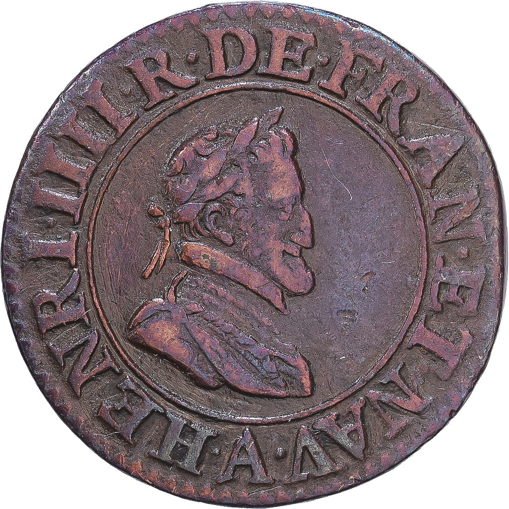 Frankrijk, Henri IV, Double Tournois, 1607, Paris, Koper, ZF, Gadoury:538