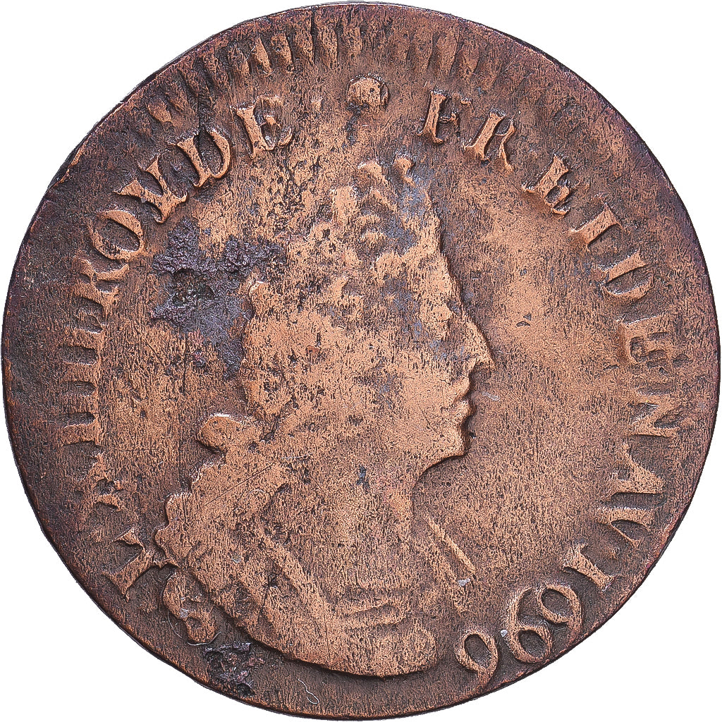 France, Louis XIV, Liard de France, 1696, Lille, Copper, VF(30-35), Gadoury:81