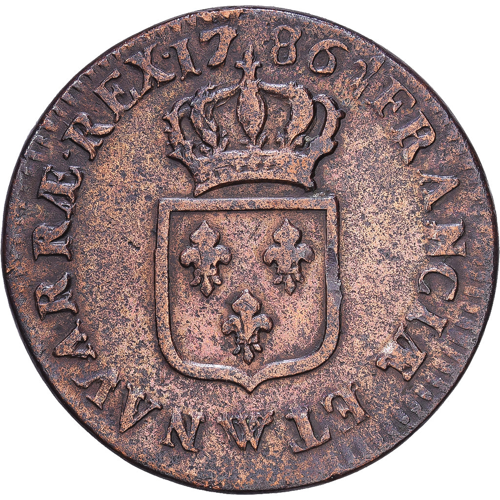 France, Louis XVI, Sol, 1786, Lille, Copper, VF(30-35), Gadoury:350