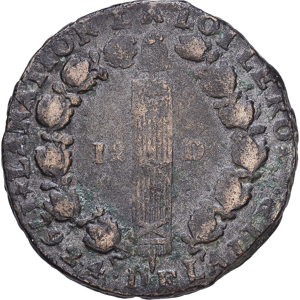 Frankrijk, Louis XVI, 12 Deniers, 1792 / AN 4, Rouen, Métal de cloche, FR+
