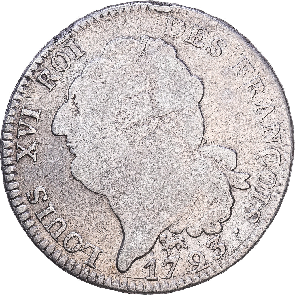 France, Louis XVI, Ecu, Génie, 1793 - An 5, Paris, Silver, VF(30-35)
