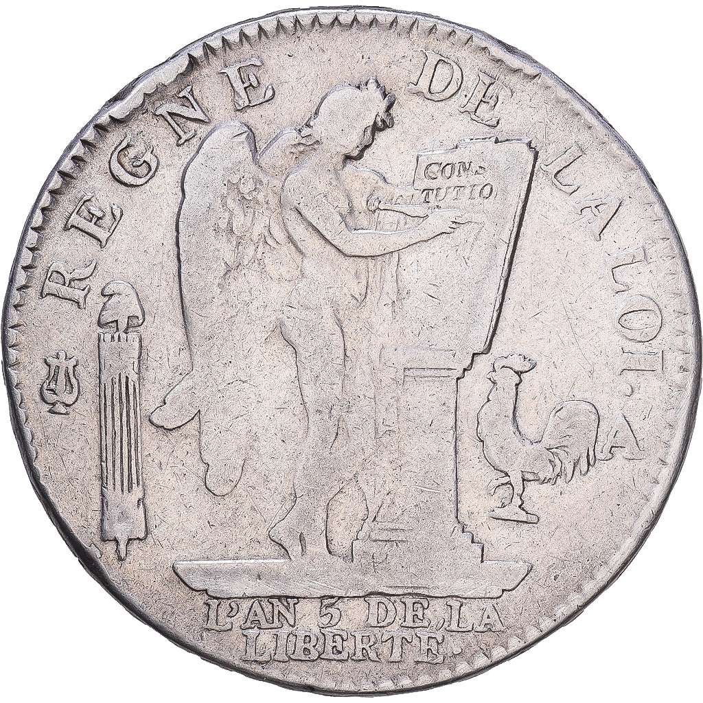 France, Louis XVI, Ecu, Génie, 1793 - An 5, Paris, Silver, VF(30-35)