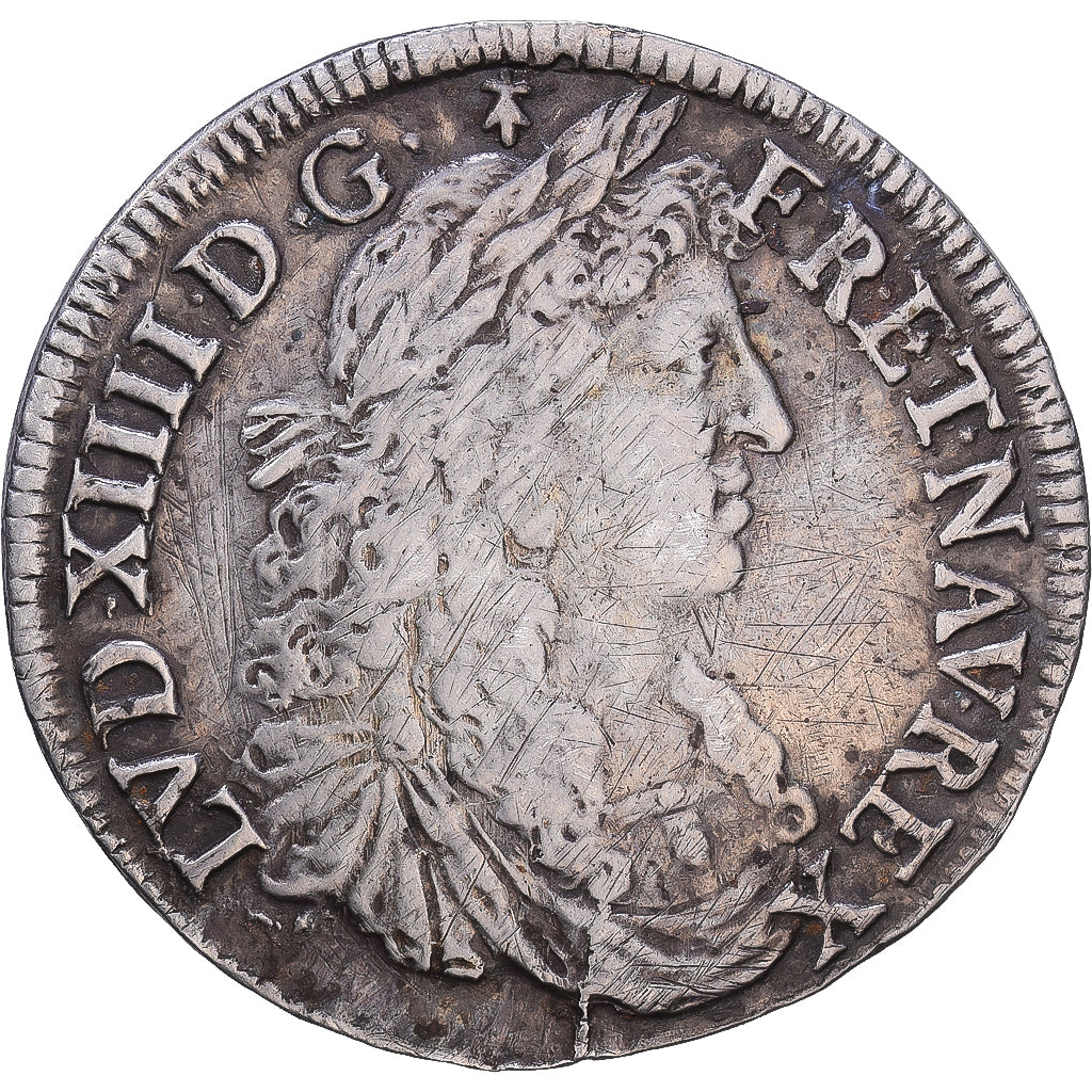 France, Louis XIV, 1/2 Écu au buste juvénile, 1672, Rennes, Argent, TB+