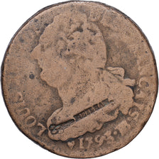 Francja, Louis XVI, 2 Sols, 1793 / AN 5, Strasbourg, Przebicie, Brązowy